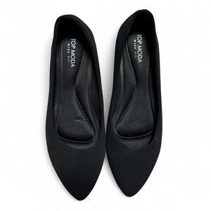 Top Moda Hera-8W Black Pointed Toe Comfort Flats | Women’s 11W